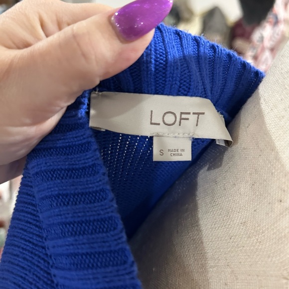 LOFT 100% Cotton Royal Blue Sweater Size Small - Picture 7 of 8
